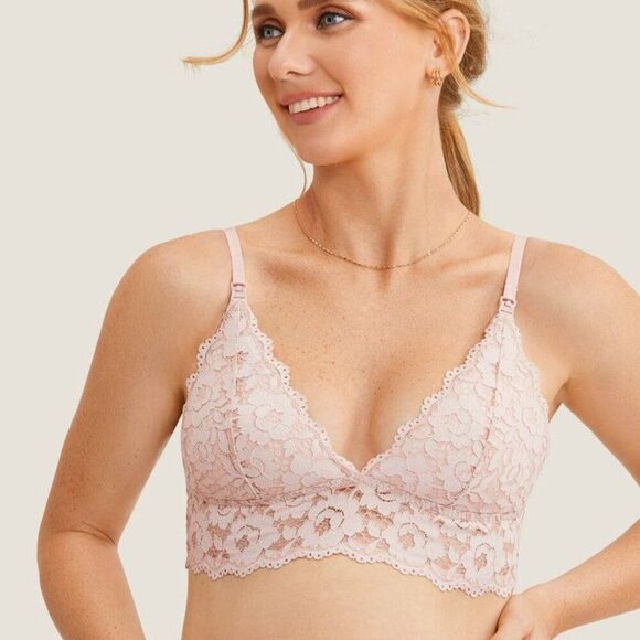 Momanda Lace Plunge Nursing Bralettes Black Rose Bundle of 2 32DD - Picture 2 of 6